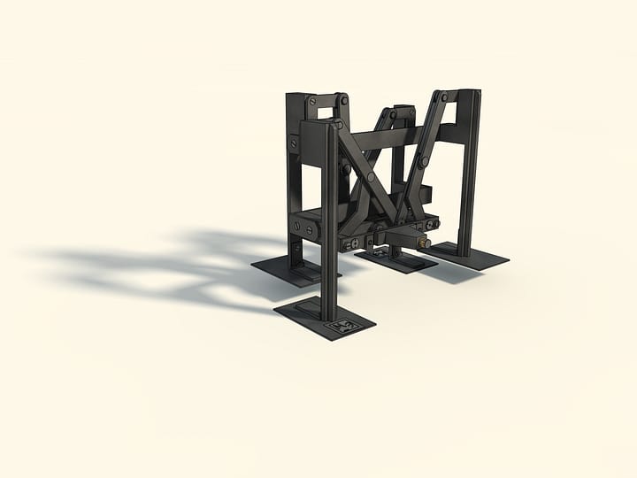 Mechanisms by P. L. Tchebyshev — Plantigrade machine (in metal) — Reconstruction