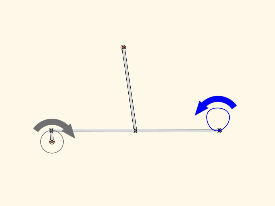Mechanisms by P. L. Tchebyshev — Four-bar reversing approximate circle-tracing mechanism — Kinematic scheme