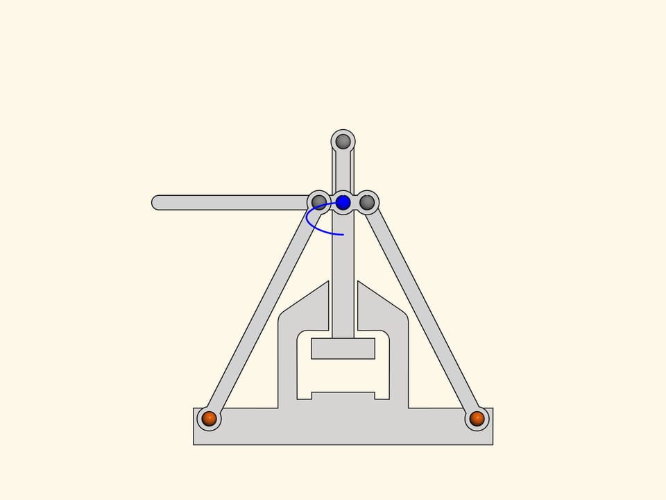 Mechanisms by P. L. Tchebyshev — Press mechanism — Kinematic scheme