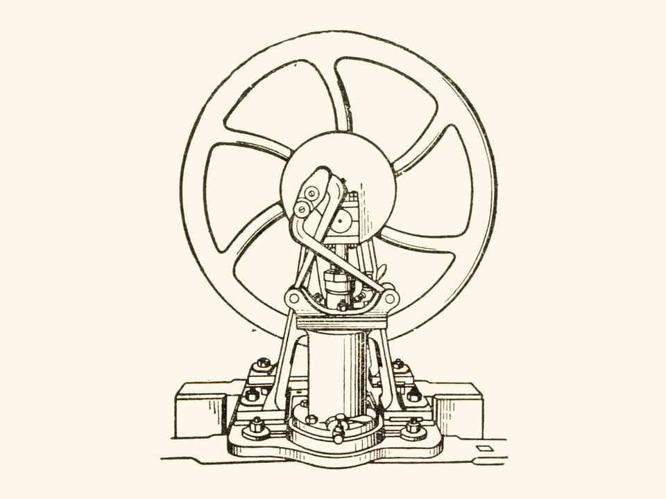 Mechanisms by P. L. Tchebyshev — Steam engine — Model by Tchebyshev (reproduction)